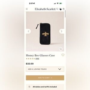 Elizabeth Scarlett Honey Bee Glasses Case